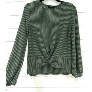Tie-Waist Striped Boutique Blouse